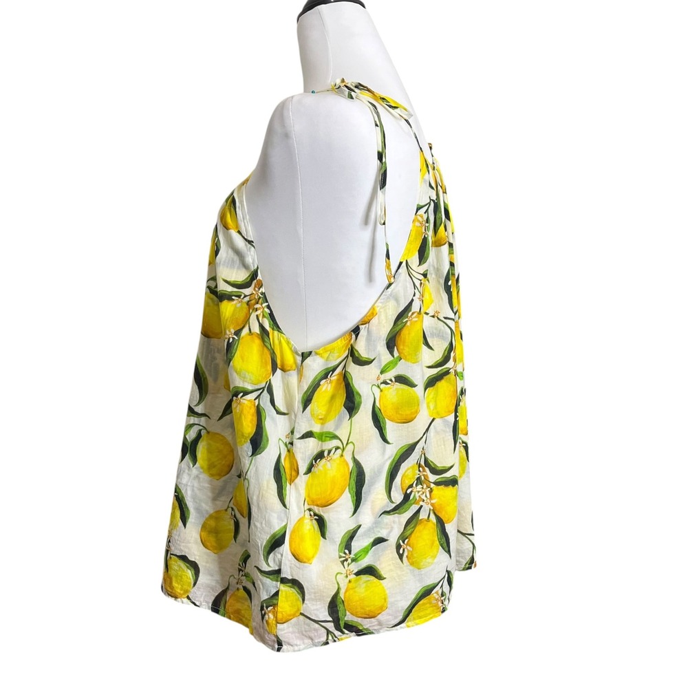J.Crew Halter Top Women's Large Lemon Print Cotton Resort Coastal Summer Blouse - Picture 5 of 9
